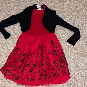 Gorgeous winter girls dress - red/black size 8